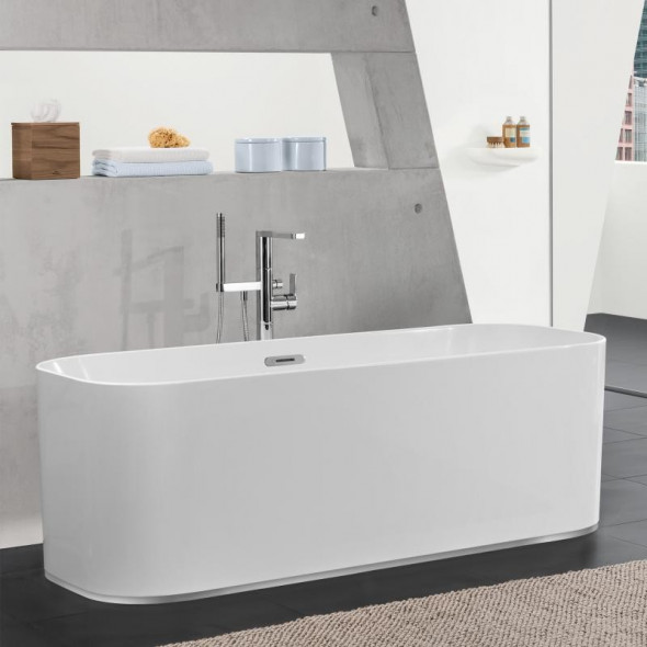 Villeroy&amp;Boch Finion Duo wanna wolnostojąca owalna z napełnianiem przez przelew z pierscieniem dekoracyjnym 170x70 biały weiss alpin chrom połysk UBQ177FIN7N100V201