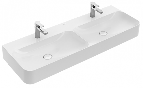Villeroy&amp;Boch Finion umywalka stawiana na blat podwójna z ukrytym przelewem ViFlow 130cm biały weiss alpin ceramicplus 4139DCR1