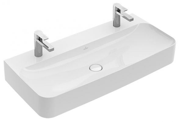 Villeroy&amp;Boch Finion umywalka stawiana na blat z 2 otworami bez przelewu 100cm biały weiss alpin ceramicplus 41681LR1