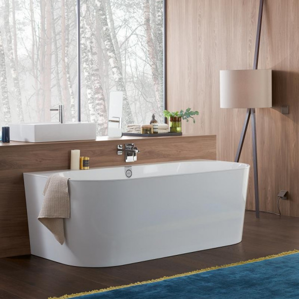 Villeroy&amp;Boch Oberon wanna wolnostojąca przyścienna 180x80 z syfonem Quaryl biały weiss alpin UBQ180OBR9CD00V01