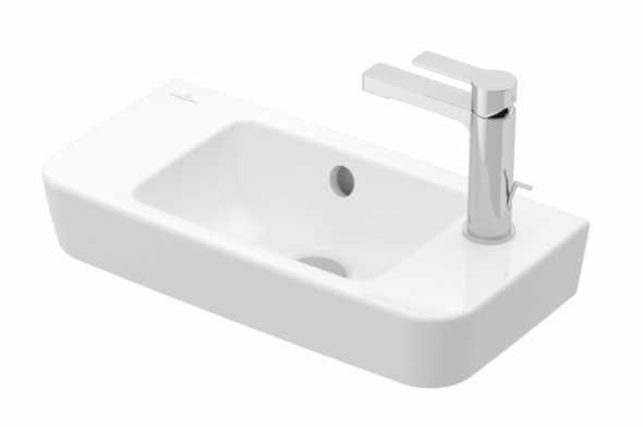 Villeroy&amp;Boch O.Novo umywalka wisząca asymetryczna 50x25 cm prawa biała Weiss Alpin CeramicPlus 4342R5R1