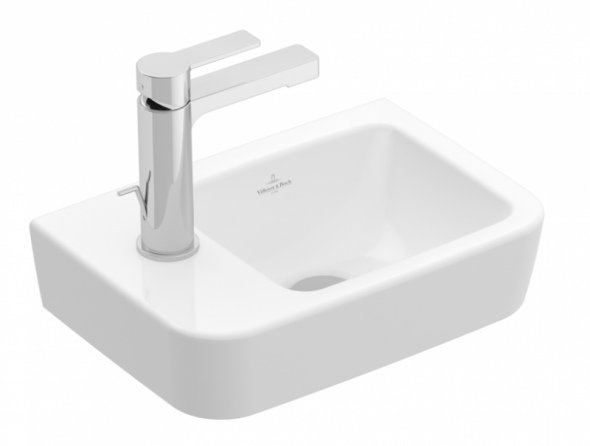 Villeroy&amp;Boch O.Novo umywalka wisząca asymetryczna bez przelewu 36x25 cm biała Weiss Alpin 43423701