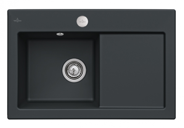Villeroy&amp;Boch Subway 45 zlewozmywak ceramiczny 1 komora z lewej strony Ebony CeramicPlus 677202S5