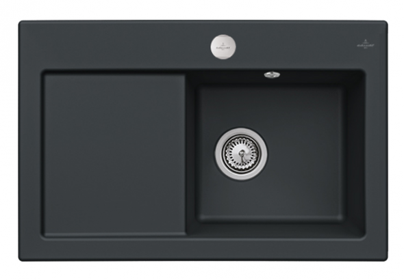 Villeroy&amp;Boch Subway 45 zlewozmywak ceramiczny 1 komora z prawej strony Ebony CeramicPlus 671402S5
