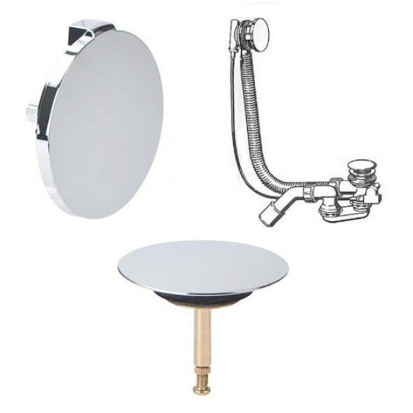 Villeroy&amp;Boch syfon wannowy długi pokrętło chrom połysk U90950461