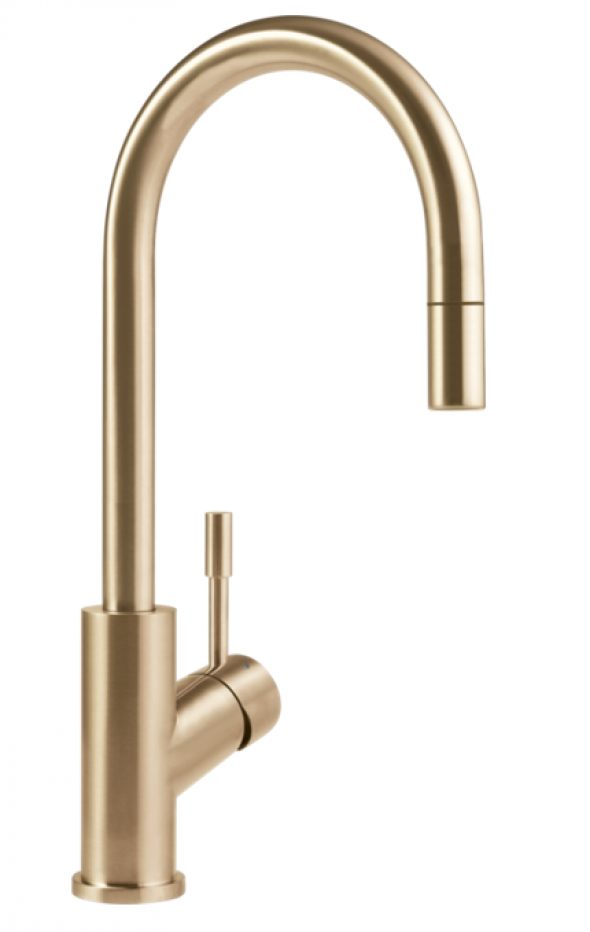 Villeroy&amp;Boch Umbrella Flex bateria kuchenna z wyciąganą wylewką złoty matowy 92540003