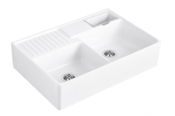Villeroy&amp;Boch zlewozmywak ceramiczny 2 komory Weiss Alpin CeramicPlus 632391R1
