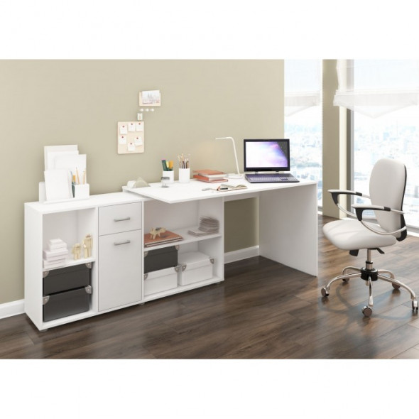 Biurko BEAT L biały mat/biały połysk