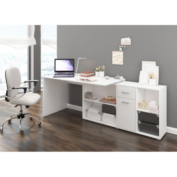 Biurko BEAT P biały mat/biały połysk