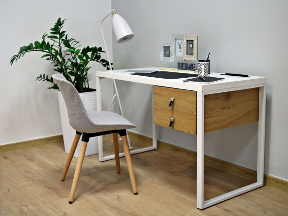 Biurko DELLA biały mat/dąb