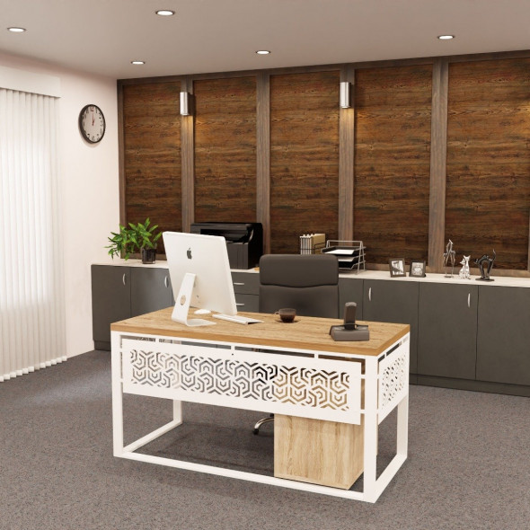 Biurko ENORA dąb/białe