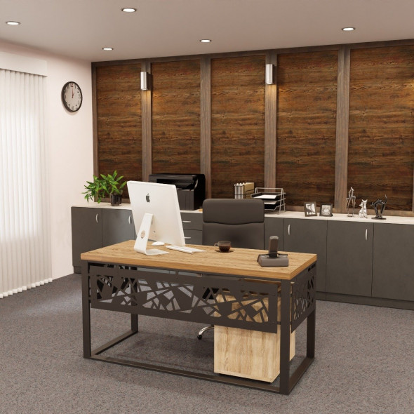 Biurko MALORI dąb/czarne