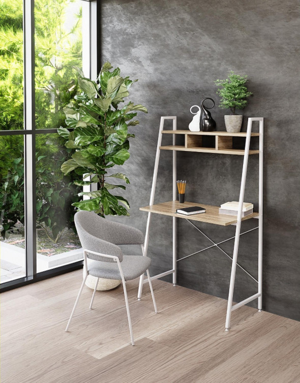 Biurko NARVIK B2 biały/dąb sonoma