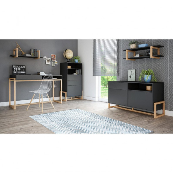 Biurko OSLO czarny mat/naturalny