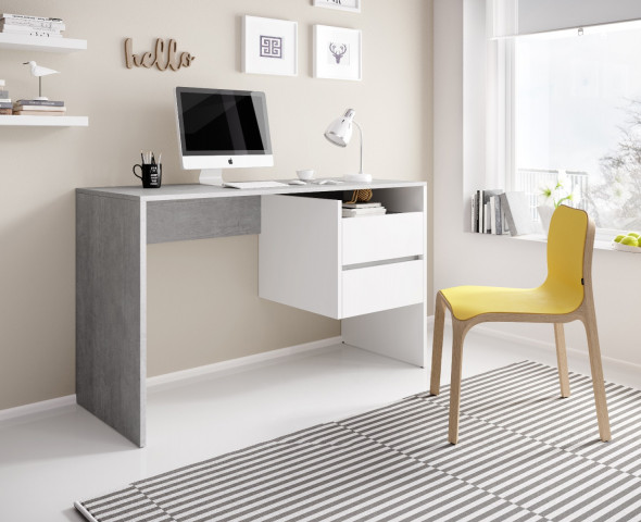 Biurko PACO 3 beton/biały mat