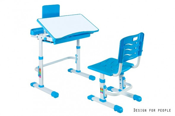 Biurko regulowane SANDY niebieskie z krzesłem