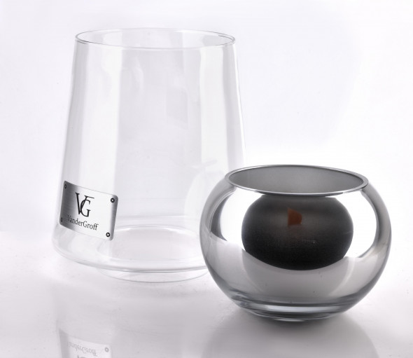 CRISTIE Świeca z kloszem 26x16cm srebrna