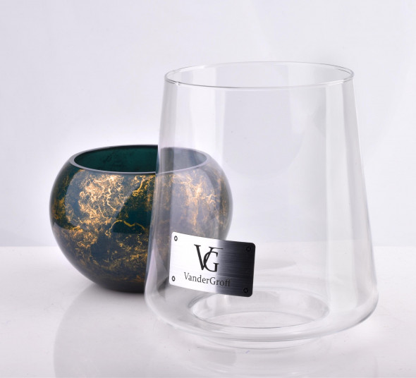 CRISTIE Świeca z kloszem 26x16cm zieleń butelkowa-marmur