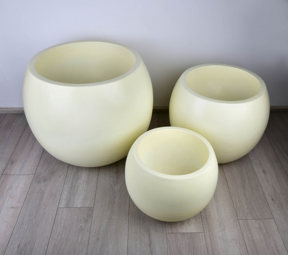 Doniczka z włókna szklanego NEVA BEIGE okrągła Ø 58x52cm beżowa