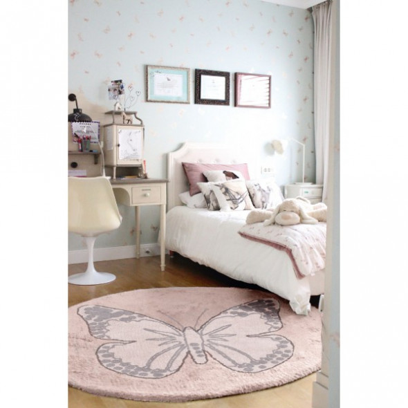Dywan dziecięcy BUTERFLY NUDE 160x160 różowy
