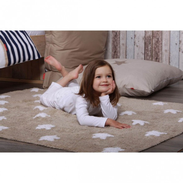 Dywan dziecięcy LINEN STARS WHITE 120x160 beżowy