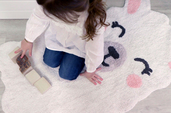 Dywan dziecięcy SMILE LIKE A LLAMA 82x120 kremowy