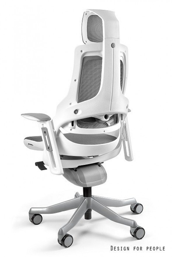 Fotel biurowy WAU biały/szary siatka
