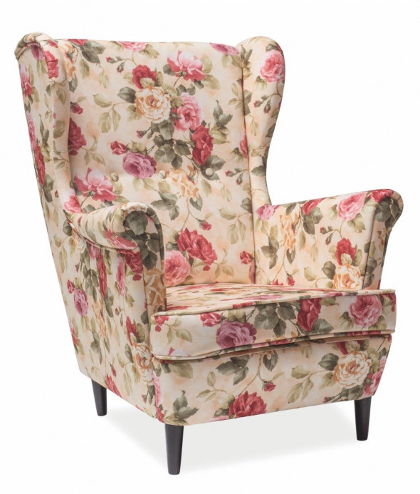 Fotel LORD kwiaty/beżowy