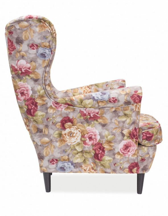 Fotel LORD kwiaty/szary