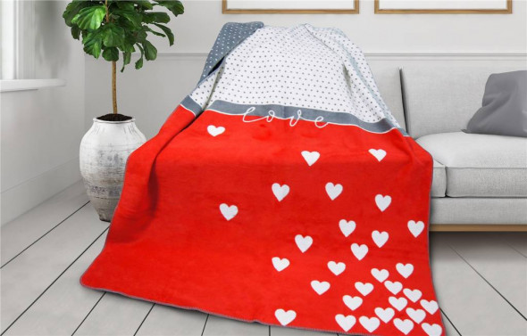 Koc RED LOVE 150x200 Glamour Collection czerwony/szary