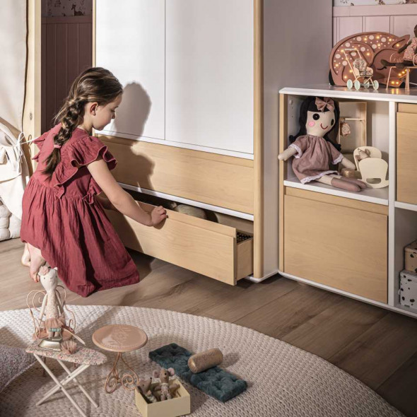 Komoda dla dzieci FUNFLEX 2D SZEROKA FRONTY BRZOZA biała/brzoza