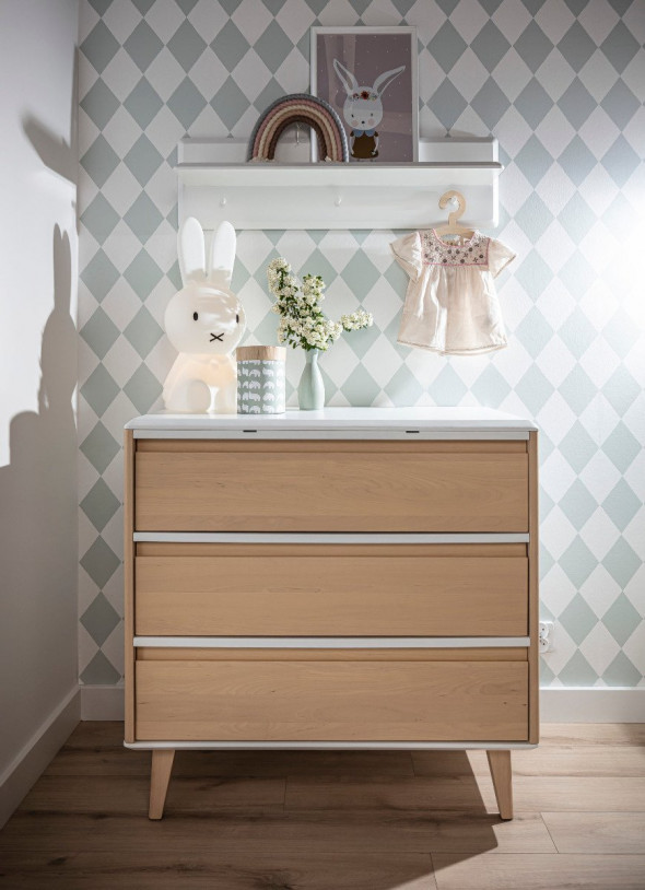 Komoda dla dzieci LOOPI 3S biała/brzoza