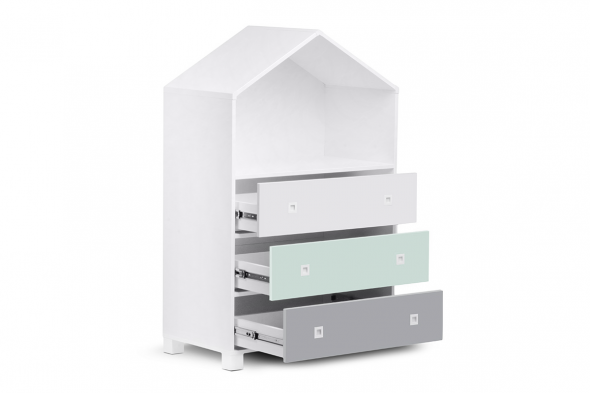 Komoda dla dzieci MIRUM biała/szara/miętowa