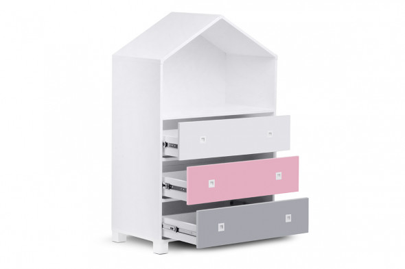 Komoda dla dzieci MIRUM biały/szary/różowy