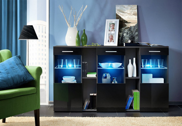 Komoda DORADE czarny połysk/czarny mat