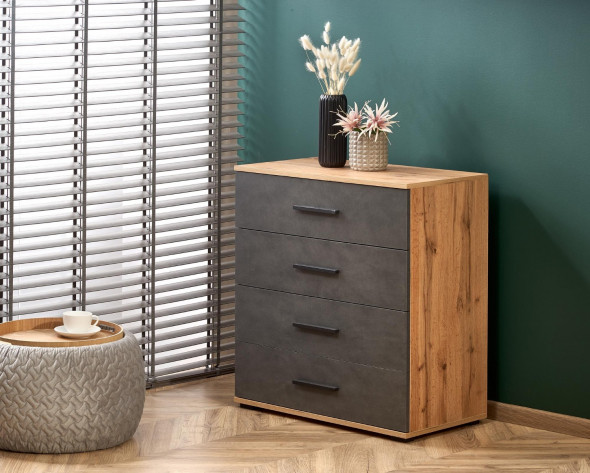 Komoda LIMA KM-3 dąb/szary