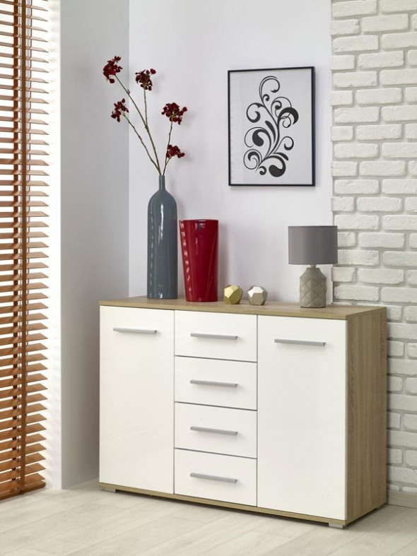 Komoda LIMA KM-4 dąb sonoma/biała