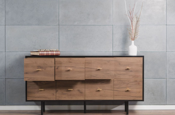 Komoda MAUD czarna/dąb