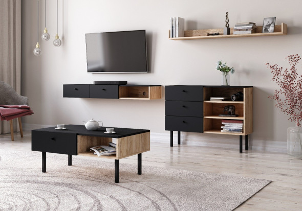 Komoda TULIA dąb/czarna