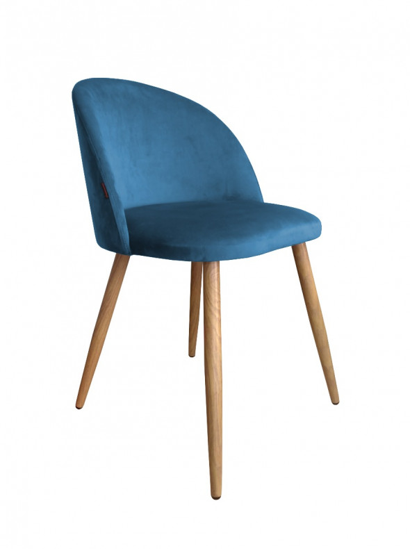 Krzesło CLAUDINE 2 VELVET ciemno niebieskie/dąb