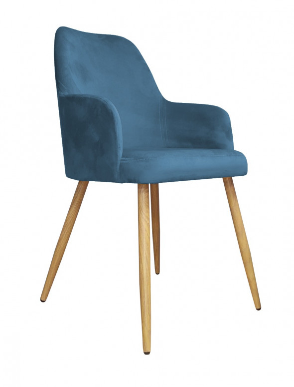 Krzesło WEZERA VELVET ciemno niebieskie/dąb
