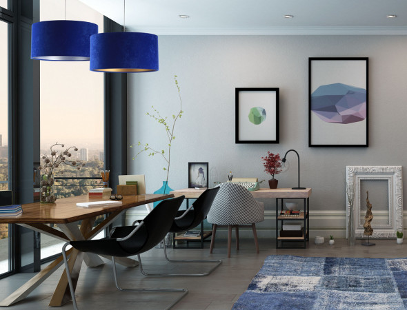 Lampa wisząca HOME 30 niebieska/srebrna