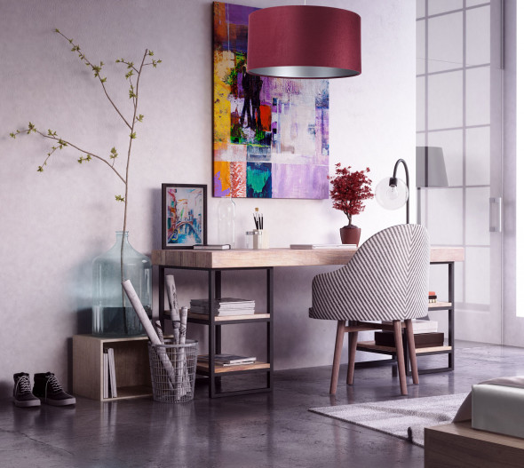 Lampa wisząca HOME 50 bordowa/srebrna