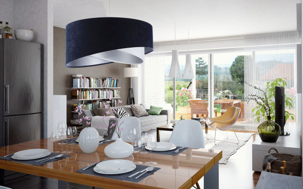 Lampa wisząca THUNDERCLOUD WHITE granatowa/srebrna