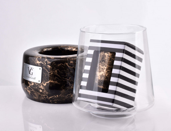 Lampion CRISTIE 25x18cm czarny marmur