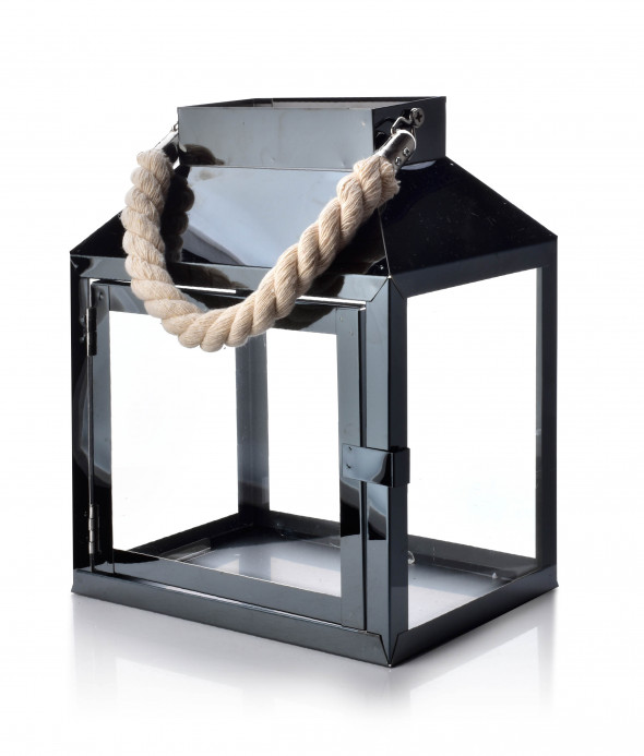 Lampion LEONARDO BLACK 20x13.5xh24.5 cm czarny