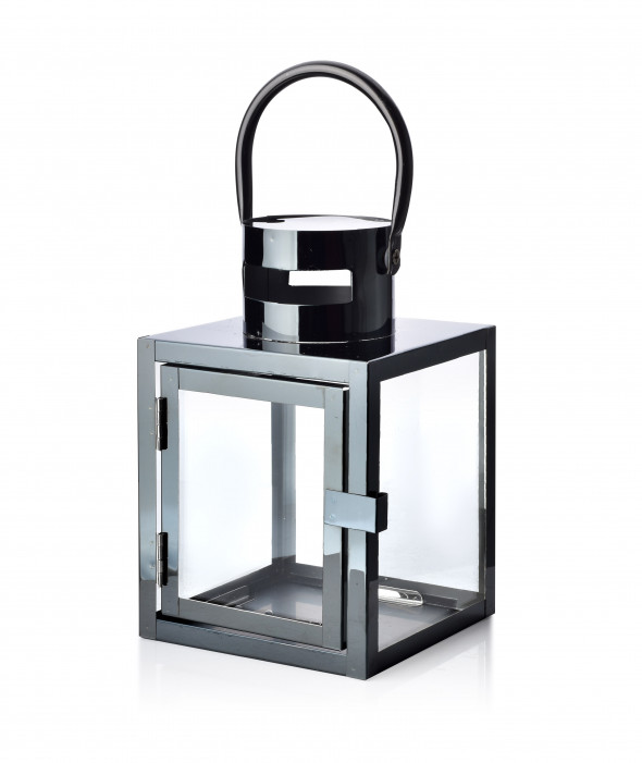 Lampion LEONE BLACK 12x12x19 cm czarny