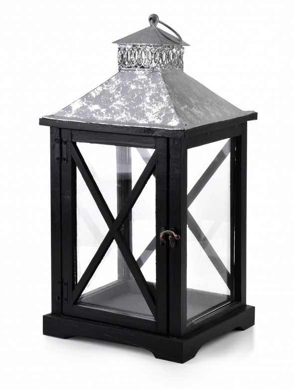 Lampion LEVI SILVER 24x22x46cm srebrny