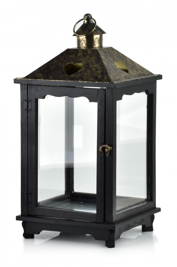 Latarnia metalowa LEVI GOLD XL 25x25x52cm złota