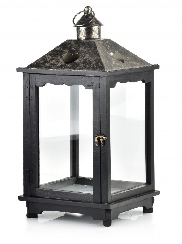 Latarnia metalowa LEVI SILVER XL 25x25x52cm szara